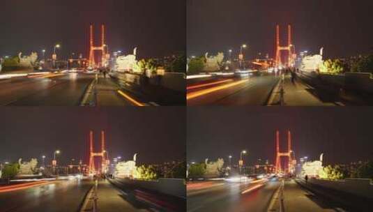 江西南昌八一大桥交通夜景延时摄影高清在线视频素材下载