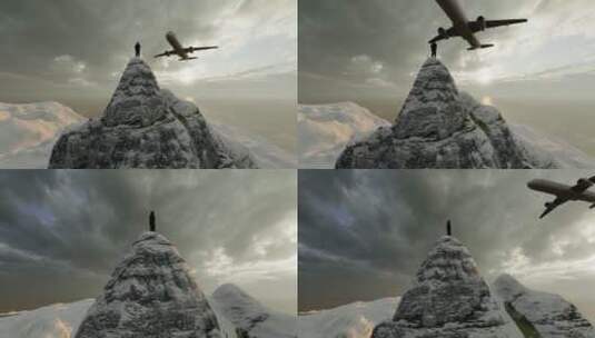 飞机飞过雪山高清在线视频素材下载