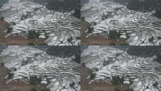 航拍 农田 农业 种植 冬天 雪景高清在线视频素材下载