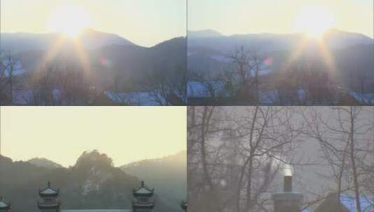 冬季雪后日出日落高清在线视频素材下载