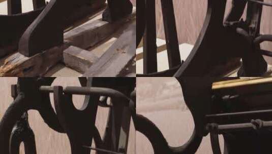 缝纫机踏板轮子纺车古董高清在线视频素材下载