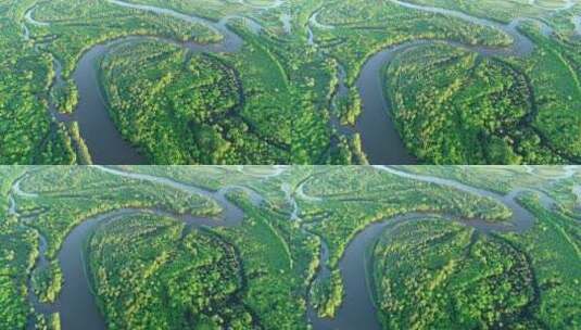 航拍内蒙古额尔古纳“亚洲第一湿地 ”高清在线视频素材下载