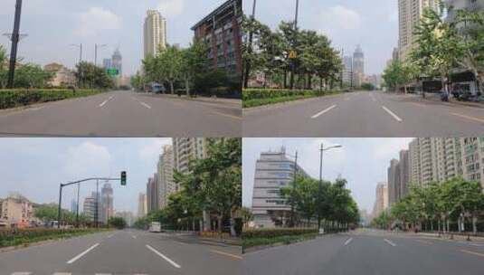 上海封城中的宁静绿荫街道高清在线视频素材下载
