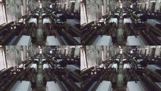 纺织城市比万迪的电力织机车间高清在线视频素材下载