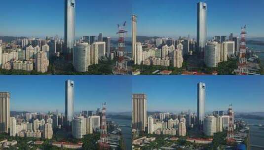 航拍厦门国际中心大厦建筑景观高清在线视频素材下载