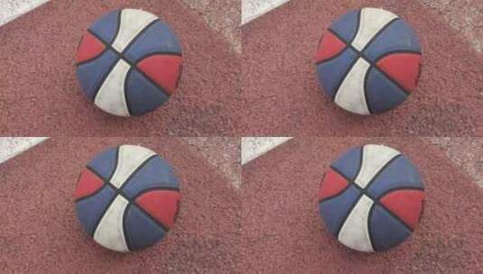 红蓝白条纹的篮球特写镜头高清在线视频素材下载