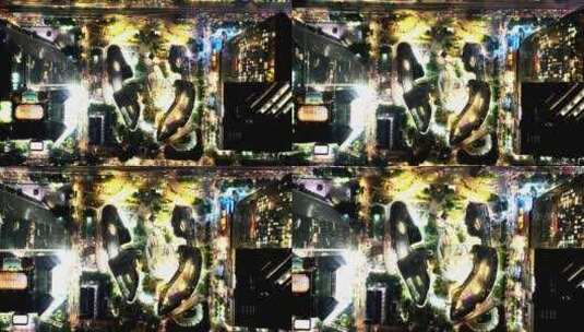 鸟瞰夜晚广州城区现代建筑高清在线视频素材下载
