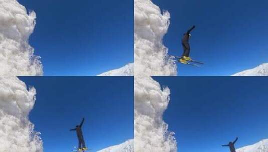 滑雪起跳高清在线视频素材下载