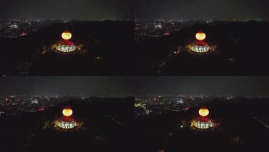 东莞旗峰公园夜景航拍高清在线视频素材下载