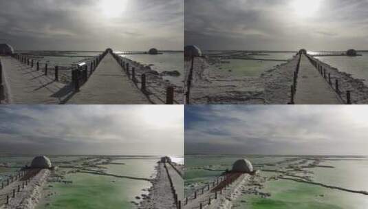 航拍青海格尔木察尔汗盐湖唯美景色高清在线视频素材下载