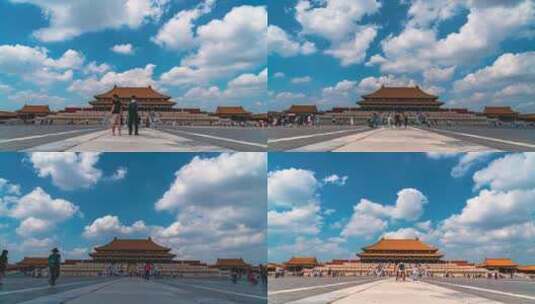 8K延时50帧｜北京地标故宫太和殿游客人流高清在线视频素材下载