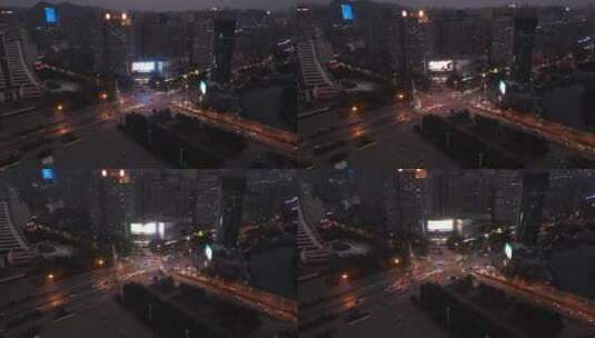 航拍贵阳都市夜景十字路口高清在线视频素材下载