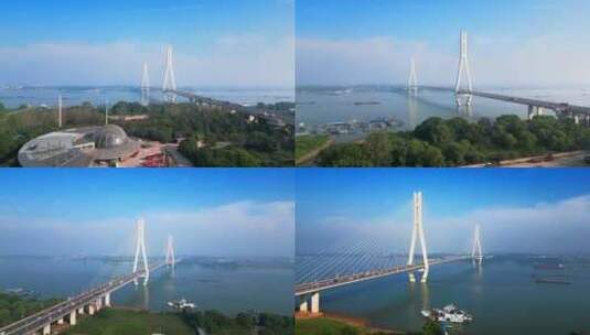 南京八卦洲长江大桥航拍风光 合集高清在线视频素材下载