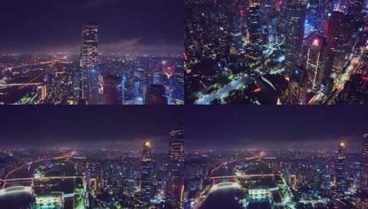 广州珠江夜景航拍合集高清在线视频素材下载