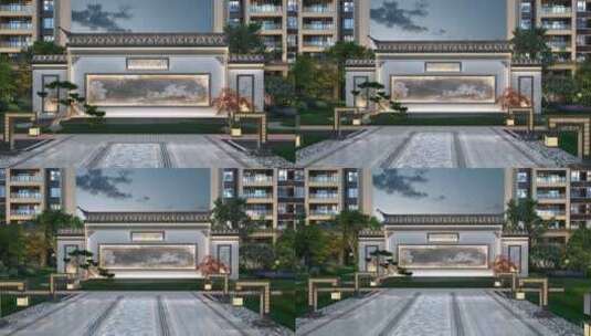 新中式入户景墙动画素材高清在线视频素材下载