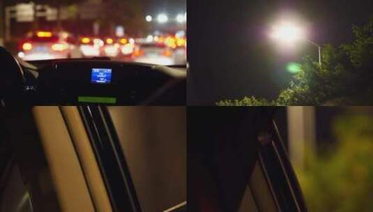 夜晚下班开车坐车回家4k视频素材高清在线视频素材下载