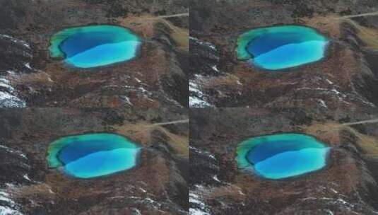 高原上的天然湖泊航拍高清在线视频素材下载