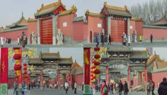 3k分辨率沈阳故宫旅游冬季游客游人高清在线视频素材下载