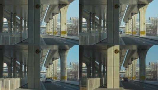 立交桥下的车流和光影变化A高清在线视频素材下载