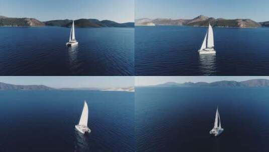航拍海上帆船高清在线视频素材下载