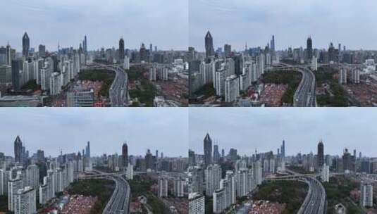 上海延安路立交高架城市风光航拍高清在线视频素材下载