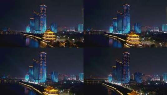 4K航拍长沙城市夜景高清在线视频素材下载