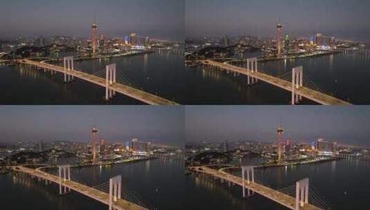 澳门旅游塔地标建筑航拍城市夜景风光高清在线视频素材下载