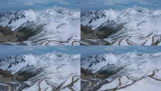 西藏雪山及盘山公路航拍视频高清在线视频素材下载