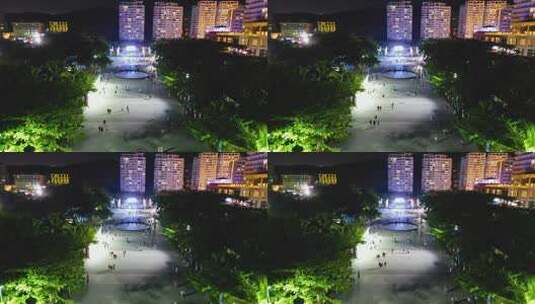 海南国际文创周三亚露营节会场城市夜景航拍高清在线视频素材下载