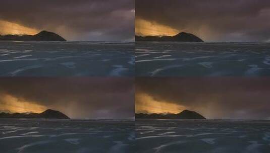 延时摄像日落时海滩上的雨云高清在线视频素材下载