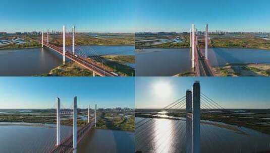 哈尔滨四方台大桥航拍4K高清在线视频素材下载