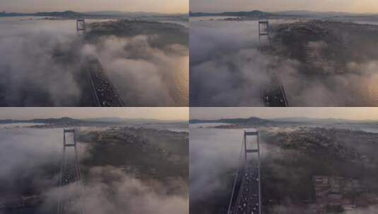 云海穿过城市高清在线视频素材下载