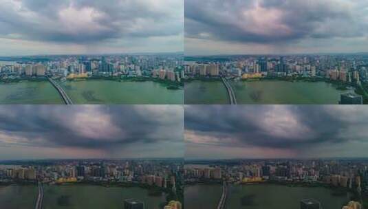 武汉沙湖强对流天气航拍延时高清在线视频素材下载
