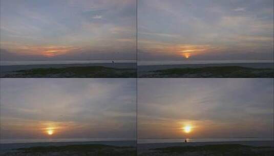 从海滩看日落的延时高清在线视频素材下载