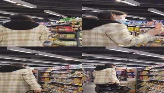 4k 女人在超市购物选购商品高清在线视频素材下载