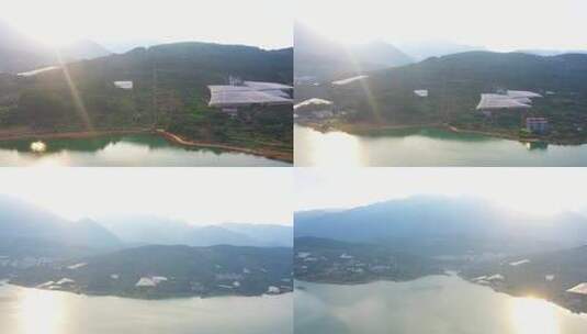 航拍清晨郴州资兴东江湖2高清在线视频素材下载