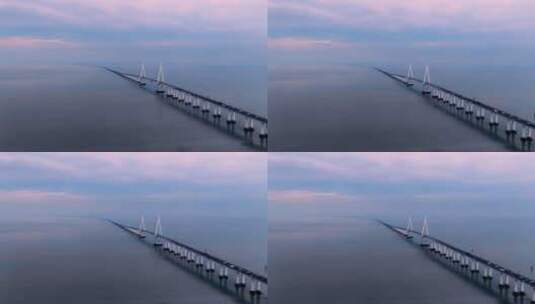 黄昏中的杭州湾跨海大桥高清在线视频素材下载