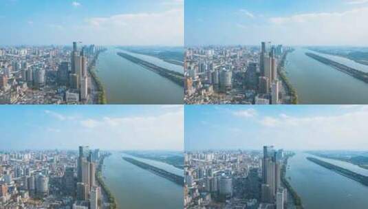 城市震撼湖南湘江全景风光延时高清在线视频素材下载
