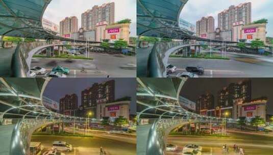【4K超清】惠州永旺购物广场日转夜车流高清在线视频素材下载