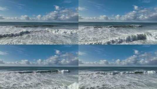 蓝天下的大海波浪高清在线视频素材下载