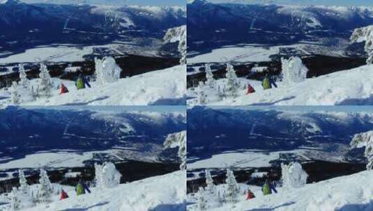 雪山上的滑雪者高清在线视频素材下载