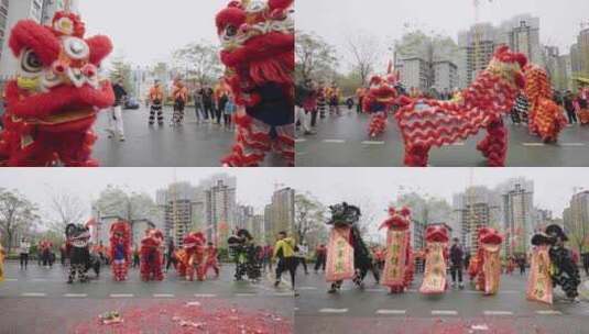 中国传统文化喜庆的舞狮高清在线视频素材下载
