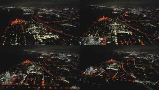 上海金山石化工厂夜景航拍高清在线视频素材下载