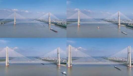 鳊鱼洲长江大桥航拍延时高清在线视频素材下载