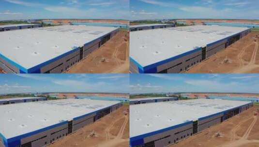 鸟瞰新型大型仓储建设高清在线视频素材下载