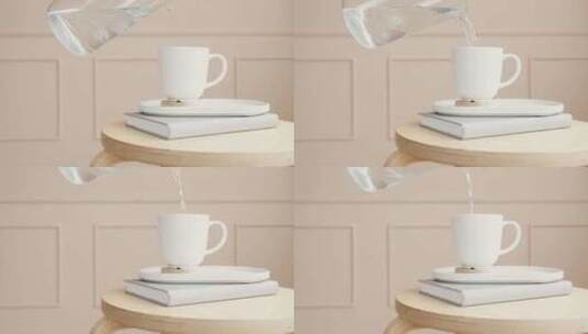 倒水 水杯 桌面 咖啡杯高清在线视频素材下载