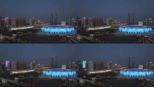 杭州亚运会奥体中心夜景高清在线视频素材下载