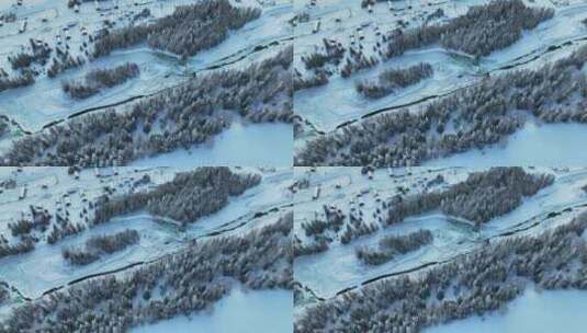 中国新疆阿勒泰喀纳斯景区禾木河冬季风光高清在线视频素材下载