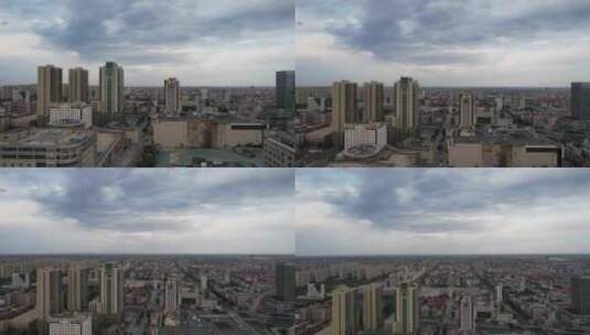 山东东营城市建设城市大景航拍高清在线视频素材下载