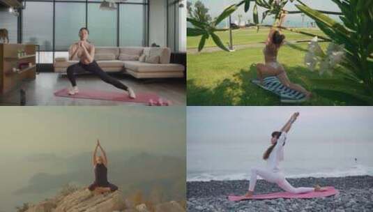 【合集】年轻女人练习瑜伽高清在线视频素材下载